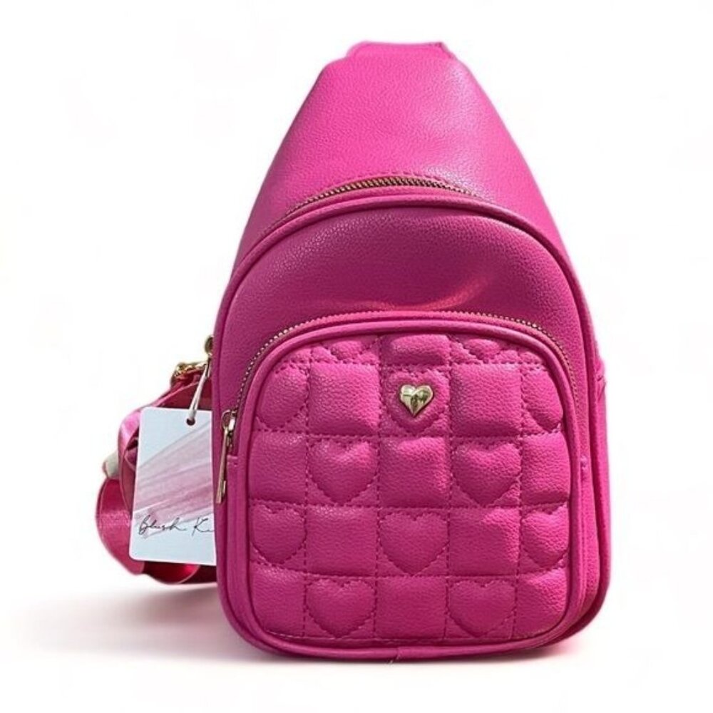 PETA APPROVED VEGAN Pink Handbag with Double Compartment and Zipper, New
